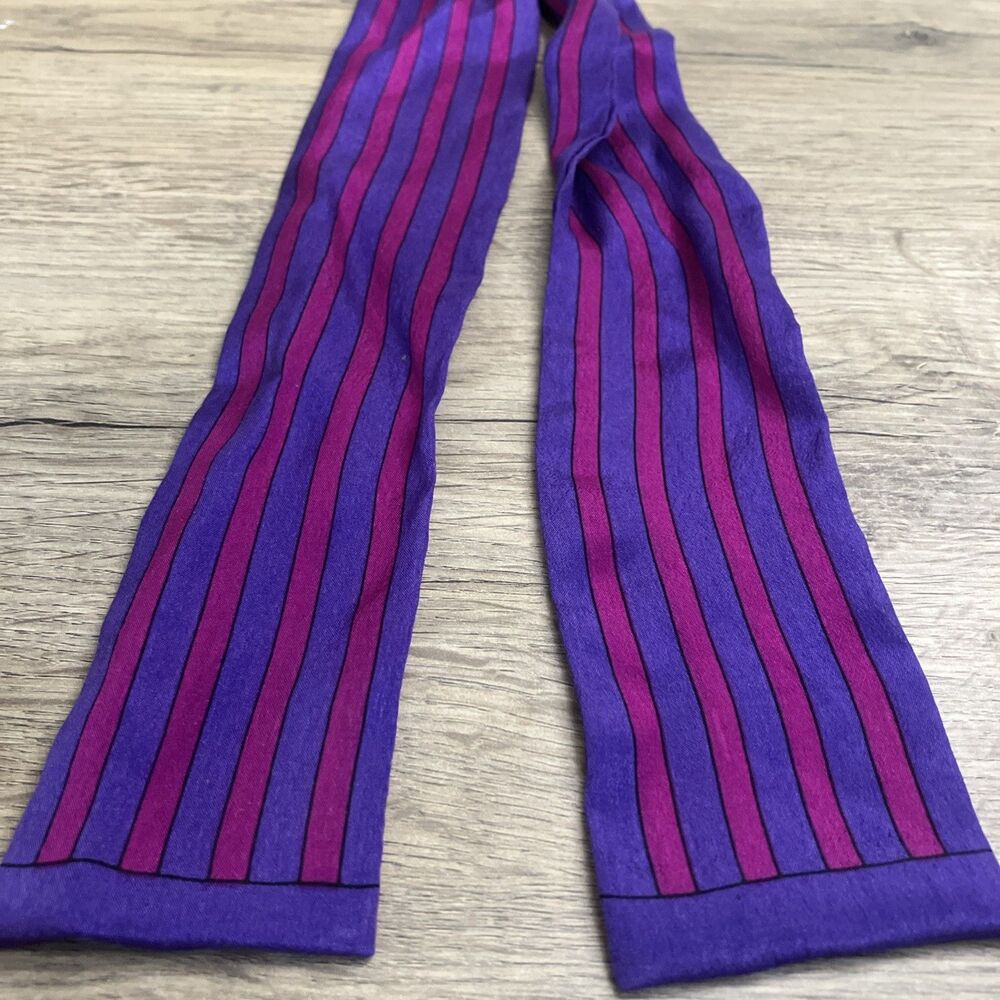 Vintage Revelli Silk Skinny Scarf Purple Geometric Mod Retro Chic